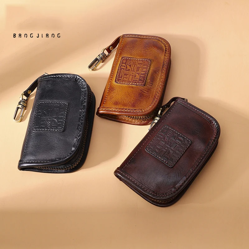 Ручная работа мужской держатель для ключей натуральная кожа большая вместимость