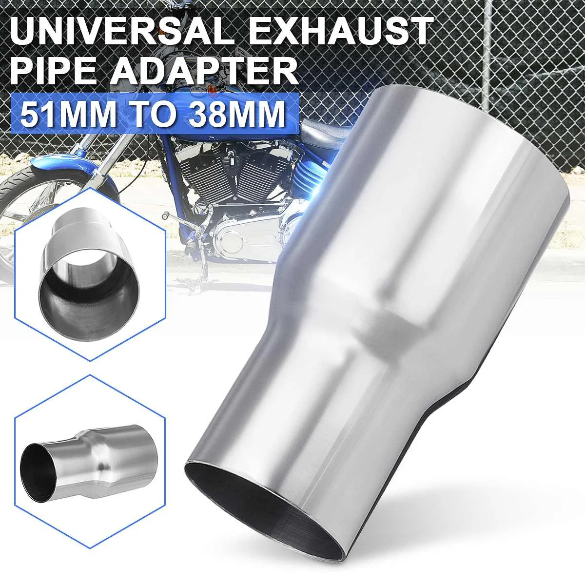 

2"-1.5" Universal Exhaust Reducer Connector Pipe Car Exhaust Muffler Pipe Connector Adapter Stainless Steel