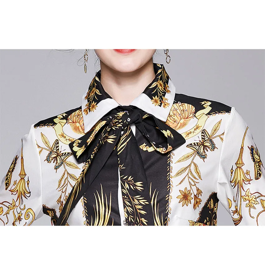 Женская блузка с длинным рукавом модельная винтажная весна 2020|Блузки| |