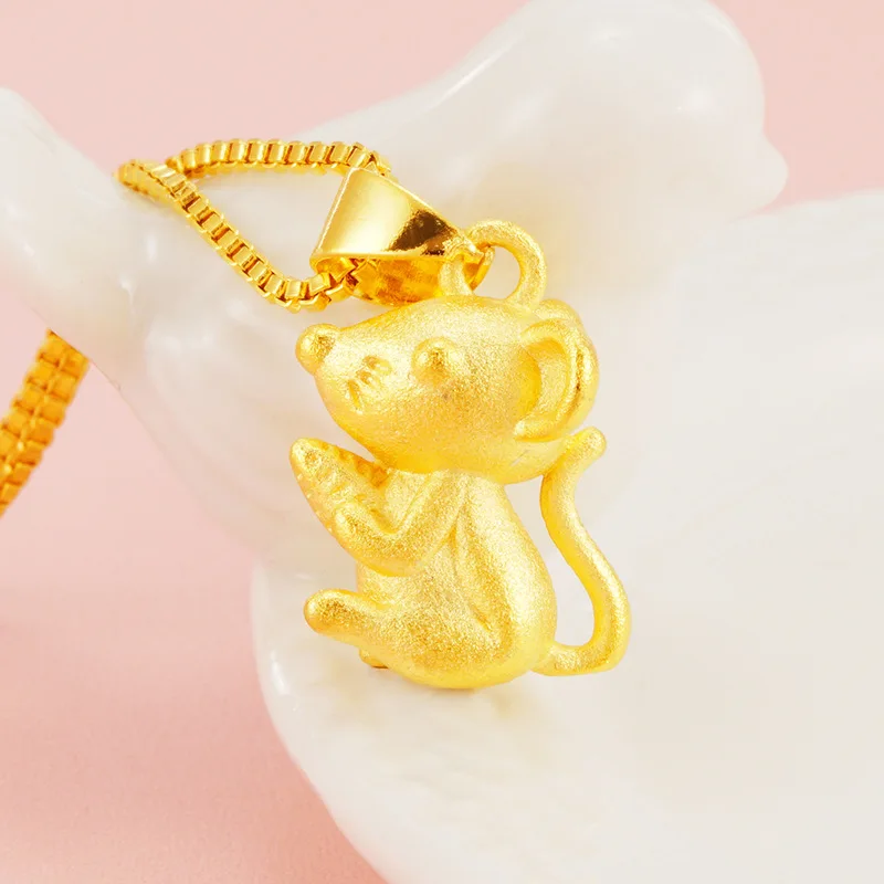 Маленькие индийские 24K золотые знаки Зодиака мышь подвески ожерелья для женщин