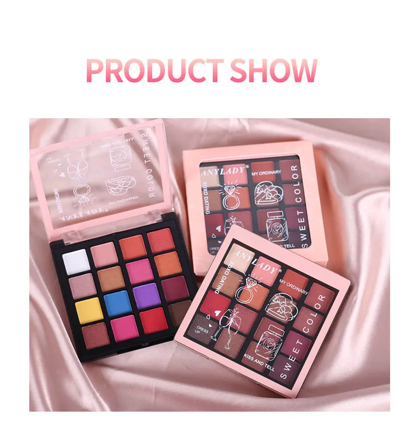 Палитра теней для век с блестками 16 цветов водостойкая Алмазная Пластина макияжа