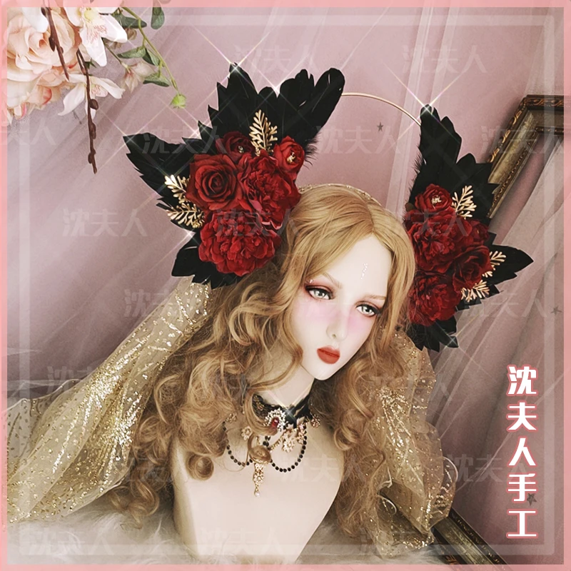 Лолита девственные ореолы темные готические черные красные Крылья ангела перо