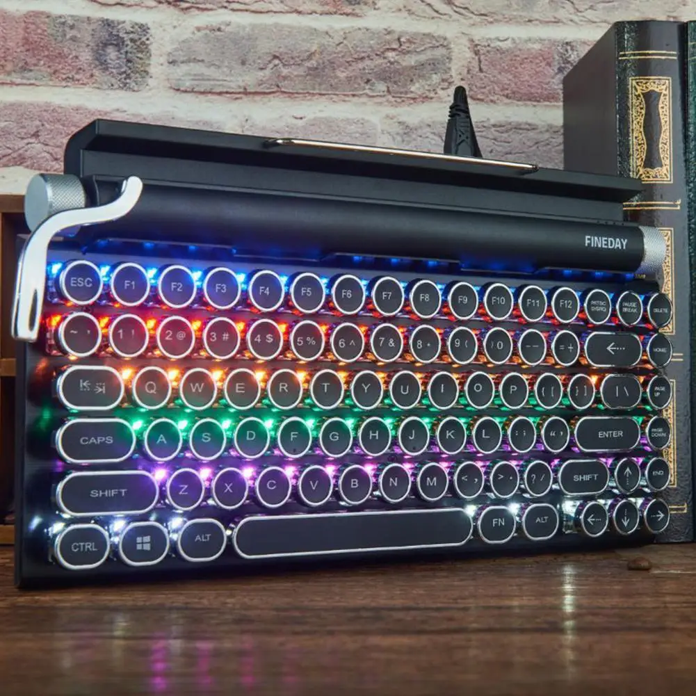 Клавиатура для пишущей машинки 83 клавиши беспроводная Bluetooth RGB цветная подсветка