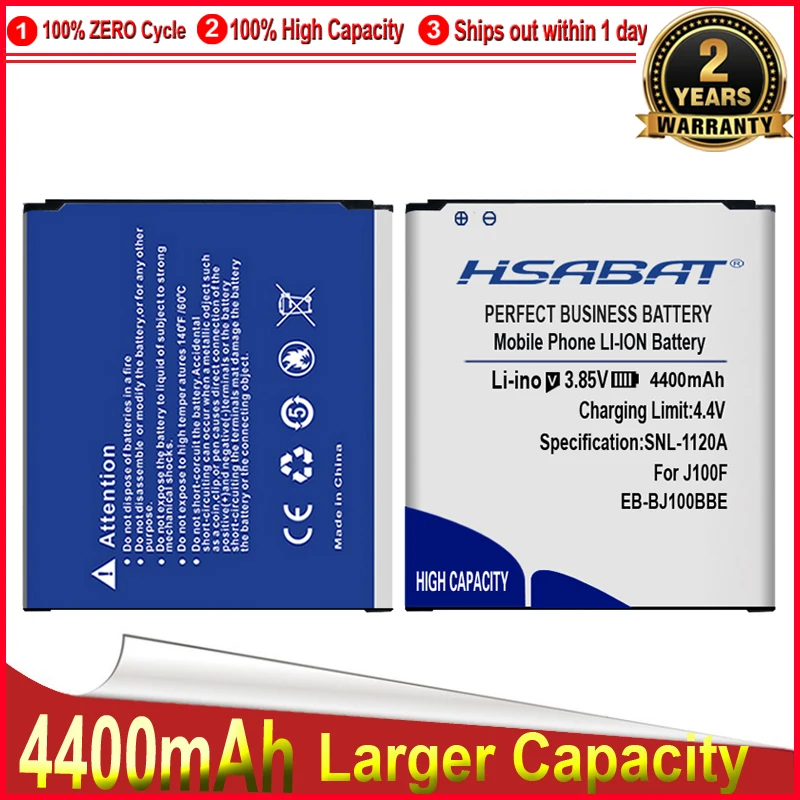 Аккумулятор HSABAT EB BJ100BBE для Samsung Galaxy J1 4400 J100 J100F J100H J100FN J100M J100D 2015 мАч|battery for samsung|battery