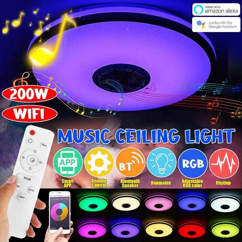 

85-265V Modern LED Ceiling Light Dimmable RGB APP bluetooth Music Light Smart Lamp for Livingroom Bedroom