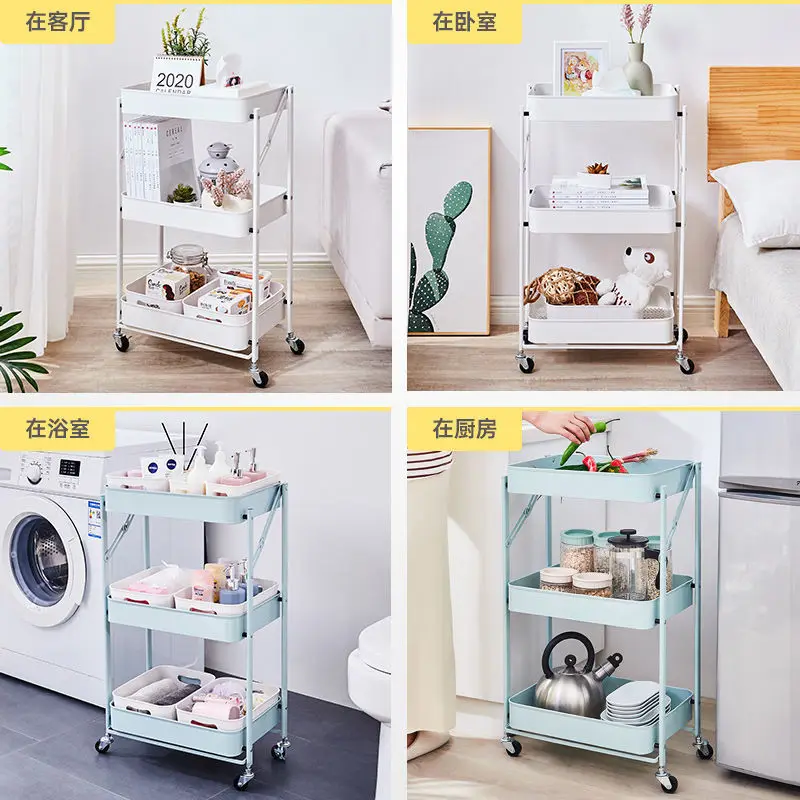 Трехуровневая тележка для хранения вращающиеся колеса органайзер кухни и ванной