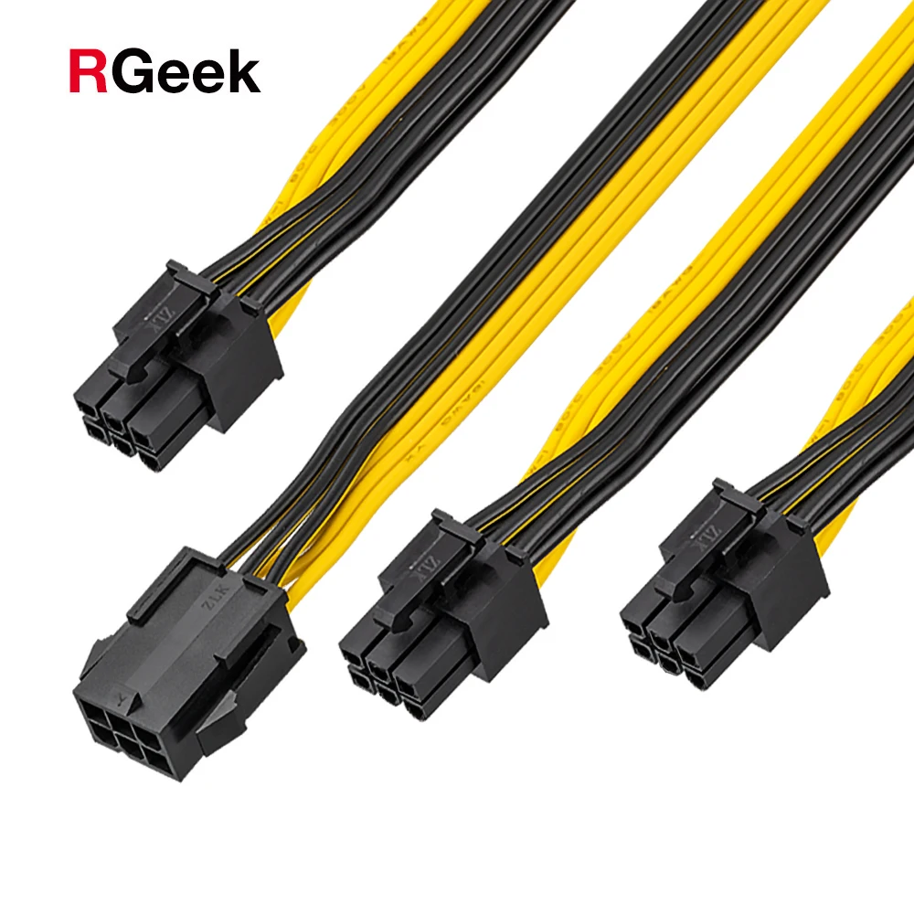 Удлинительный кабель RGEEK PCI-E PCIe питания 20 см с внутренним разъемом на 3 6P внешний
