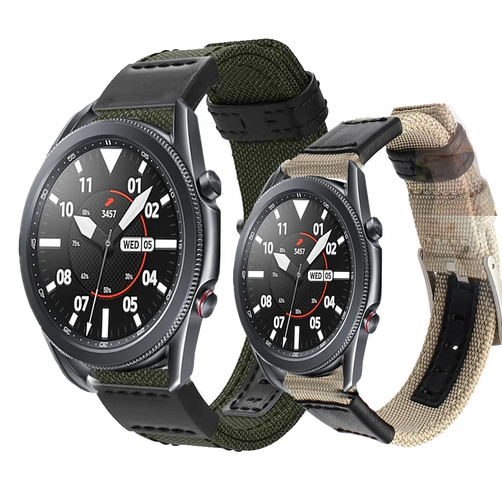 

Army Green Nylon watch Strap 20mm for Samsung Galaxy Watch3 41mm 22mm for Samsung Galaxy Watch 3 45mm Men Replace watchBand