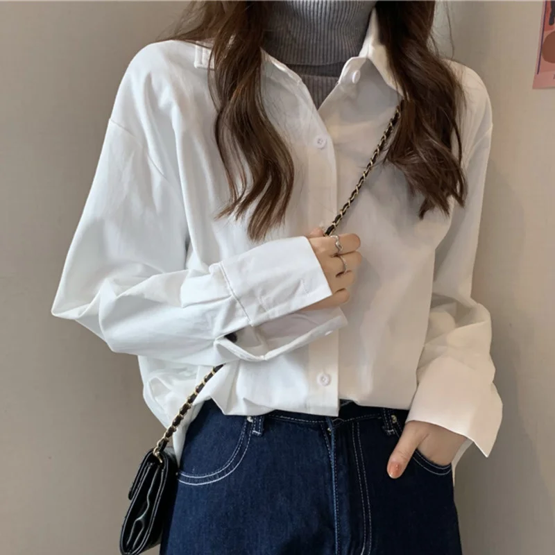 

Early Autumn Design Sense Niche Top 2021 New Women's Shirt French Chic Loose Medium Length Shirt Fashion