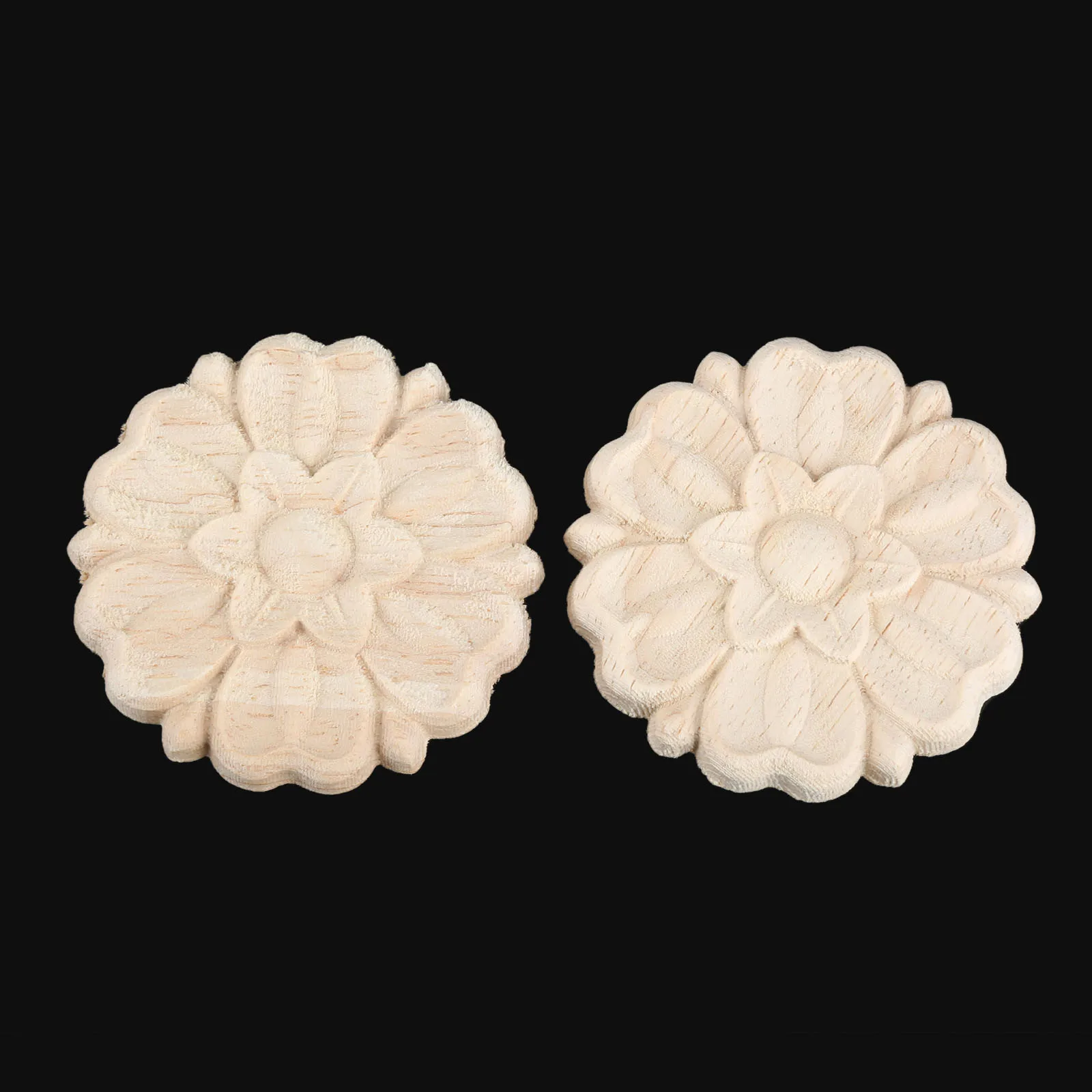 2Pcs 6*6cm Oak Wood Floral Carving Appliques Furniture Decorative Corner Decal Cabinet Door Frame Figurine Craft Decor |