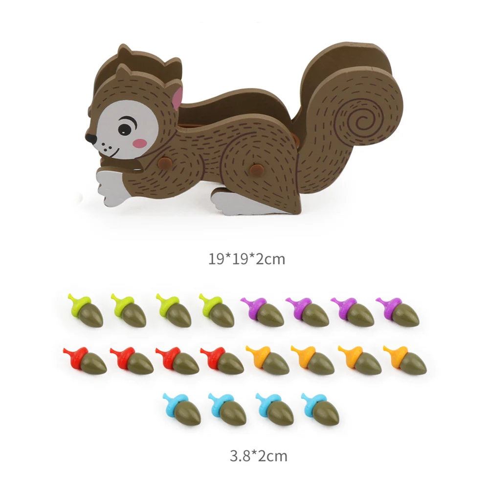 

Kid Color Matching Math Toys Wooden Squirrel Clip Nuts Board Game Montessori Early Learning Educational Turntable Toy Xmas Gift
