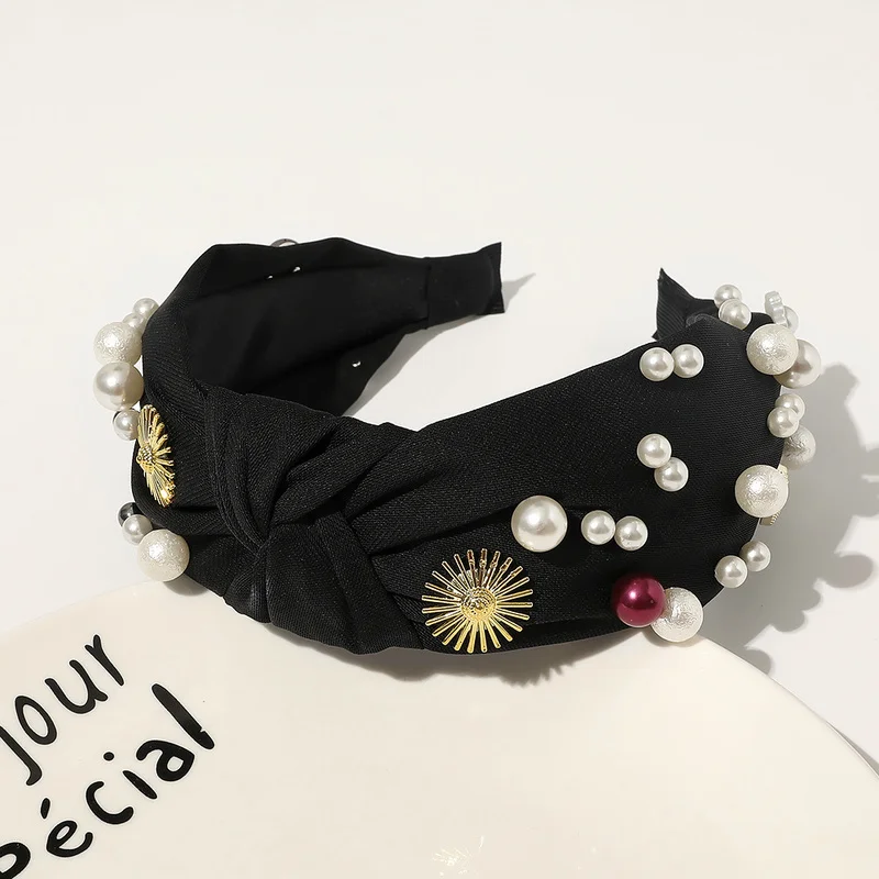 

New Colorful Crystals Fabric Knotted Retro Simple Hair Accessories Female Rhinestone Headbands for Women Bows for Girls