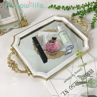 european retro resin mirror tray rectangular crafts ornaments trays cosmetics storage tray serving trays for home storage