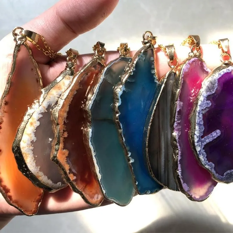 

1PC Natural Stone Trendy Royal Blue Agates Pendants Necklace Pendant for Jewelry Making DIY Necklace