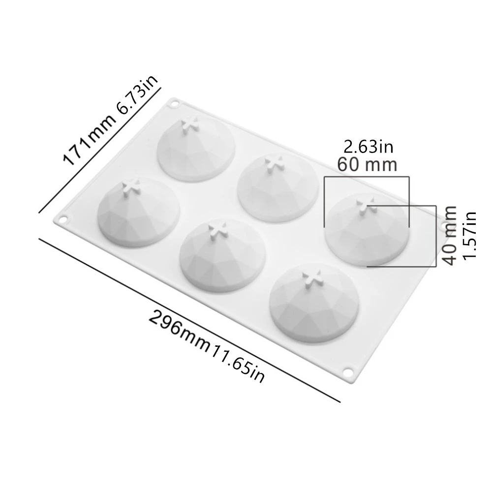 Силиконовая форма для торта 6 ячеек 3D в форме алмаза силиконовая шоколада мусса