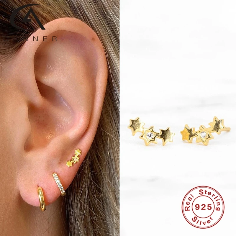 

CANNER Simple Personality Star Stud Earrings For Women Pendientes Plata 925 2021 Originales Gold Silver Earring Jewelry Kolczyki