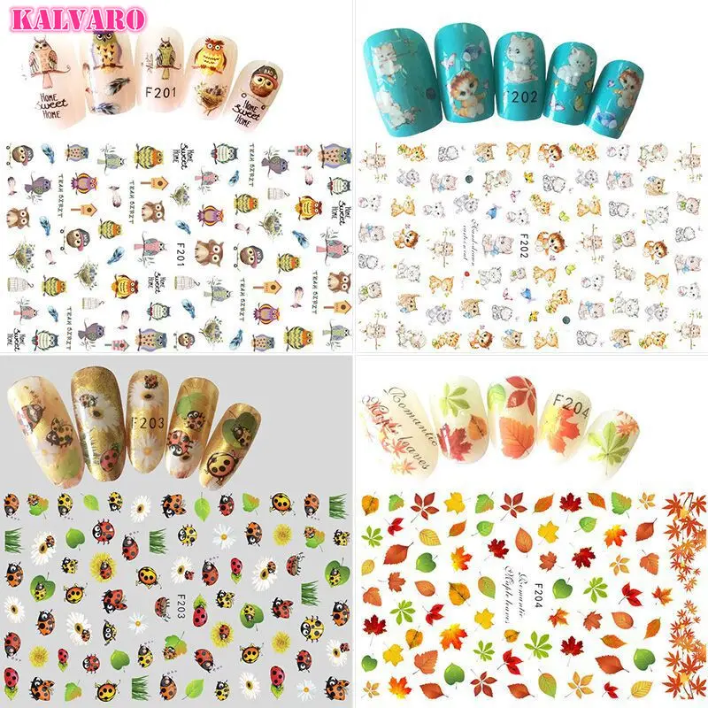 Kalvaro Мода девушка цветок 3D дизайн ногтей водная наклейка слайдер наклейки для