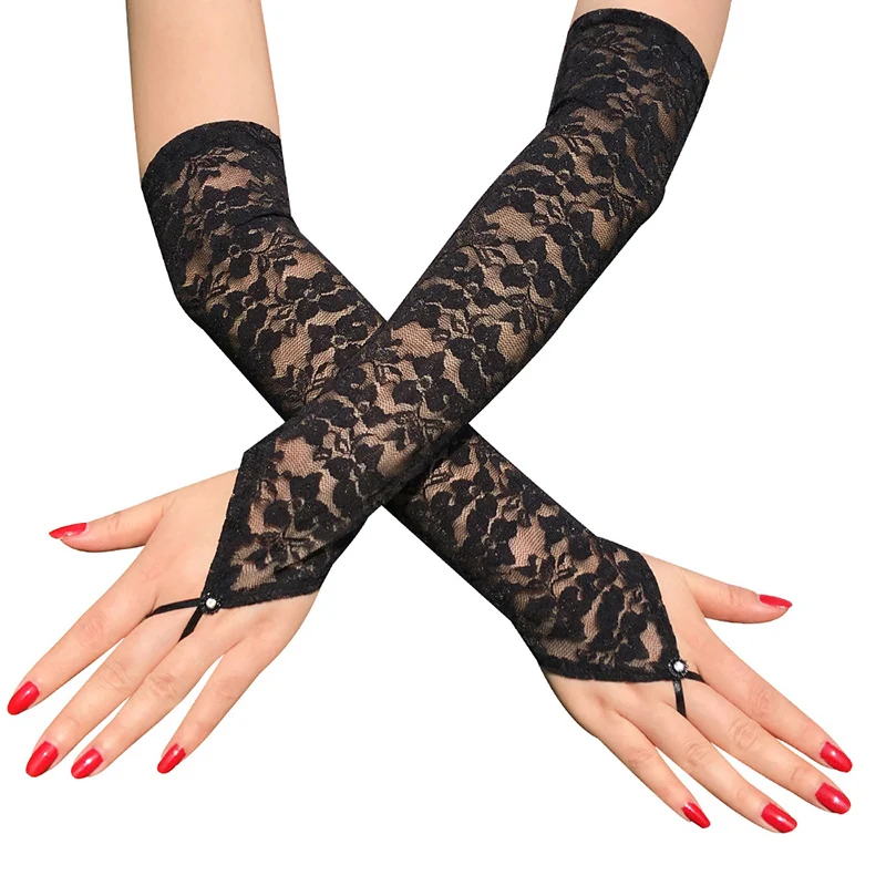 

Перчатки женские ультратонкие Длинные для вождения, элегантные летние черные эластичные сетчатые митенки с защитой от УФ-лучей, 1 пара