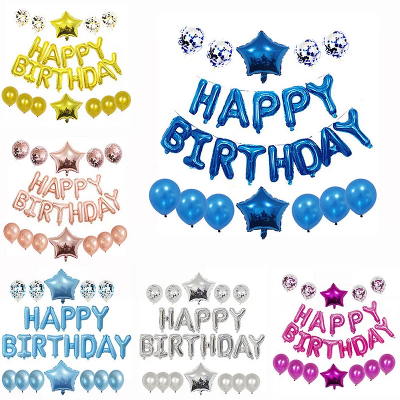 

1 Set Happy Birthday Banner Balloons For Birthday Party Decoration Latex Balloon For Adult Kids Birthday Party Decor Supplies