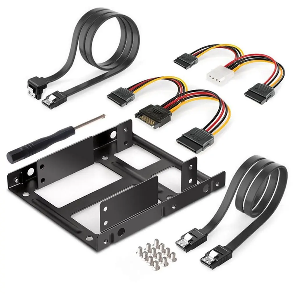 

2X 2.5 inch SSD to 3.5 inch Internal Hard Disk Drive Mounting Kit Bracket (SATA Data Cables and Power Cables Included)