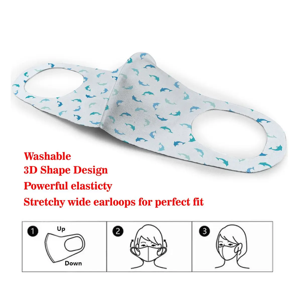 

Dust Mask Leaping And Playing Dolphin Mouth Face Cover Respirator for Adult Kid Washable Reusable Anti Pollution