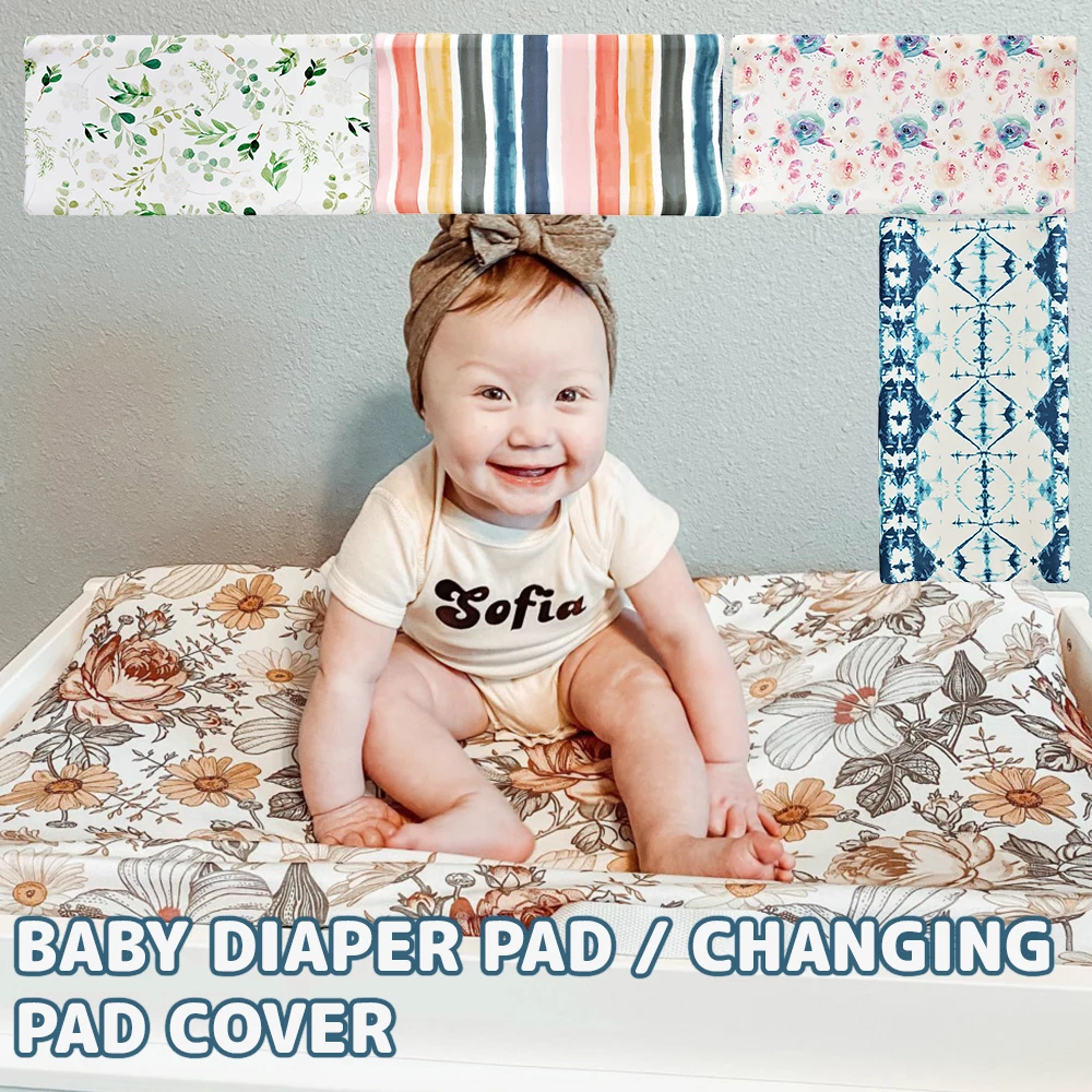 

Unisex Baby Diaper Change Table Sheet Changing Pad Cover Floral Print Fitted Crib Sheet Infant or Toddler Bed Nursery