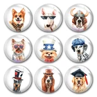 Ручной работы акварель милая собака Животные потери Круглый Фото Стекло кабошоны демо с плоской задней частью 