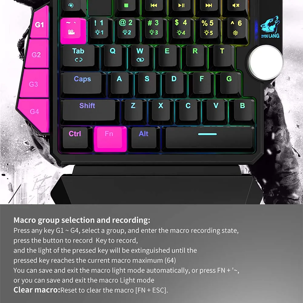 Прохладный светильник с помощью одной руки Механическая игровая клавиатура 35
