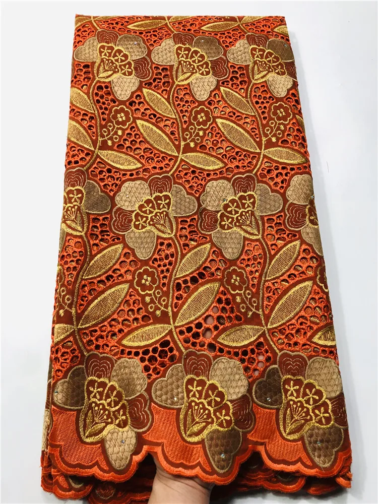 Высокое качество желтое золото вышивка кружевная ткань швейцарская вуаль новый