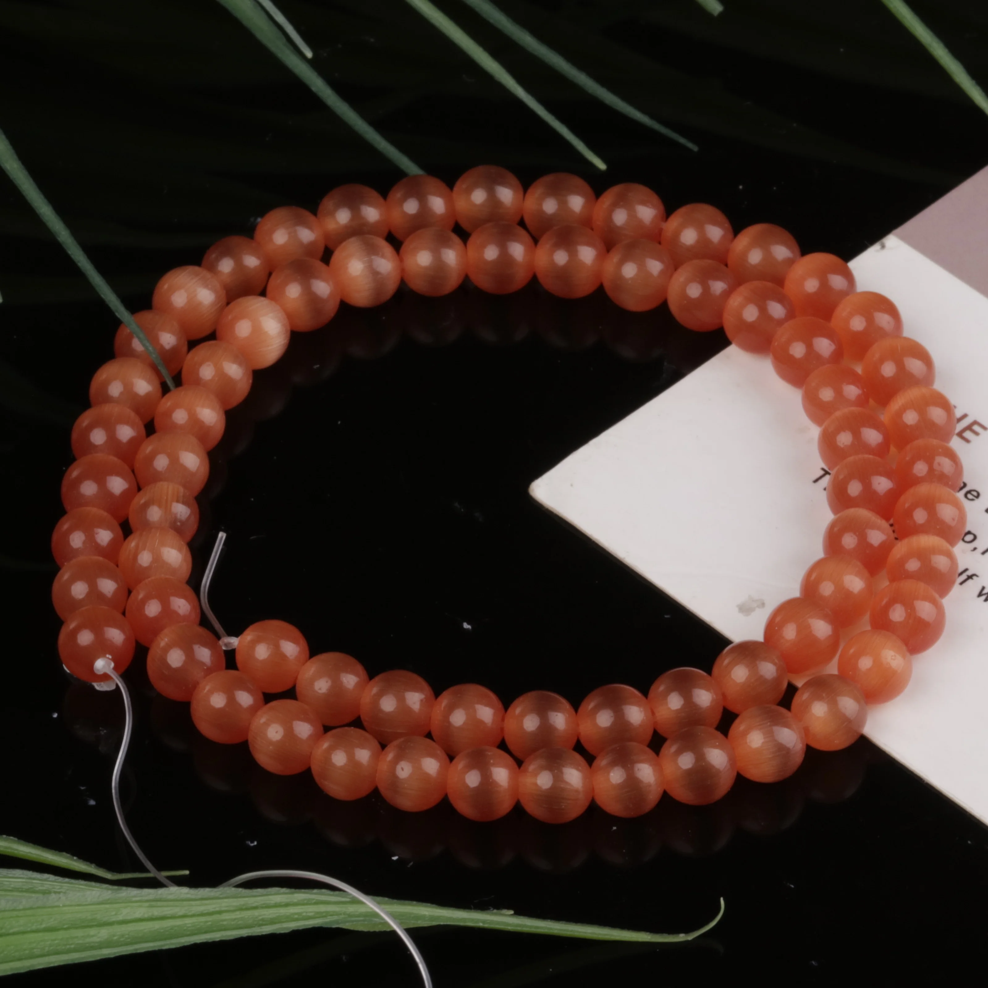 

Natural Stone Beads 8mm Orange Cat Eye Loose Beads Fit For DIY Jewelry Making Bracelet Necklace Women Present Amulet Accessories