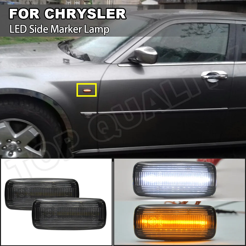 

For Chrysler 200 2007-16 For Chrysler 300 05-06 Sebring Town Country 08-16 LED Side Marker Light Amber + White Turn Signal Lamps