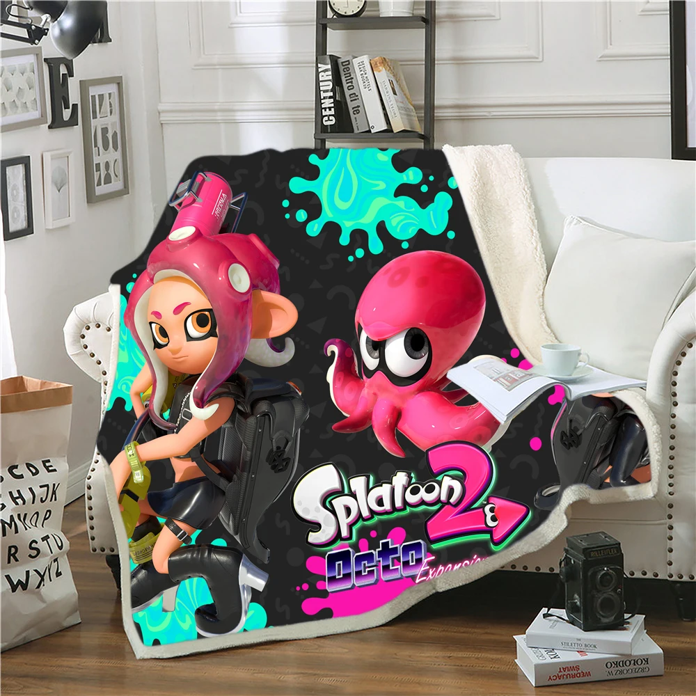 

Cartoon Splatoon Game Funny Character Blanket 3D Print Cute Sherpa Blanket On Bed Kids Dreamlike Home Textiles