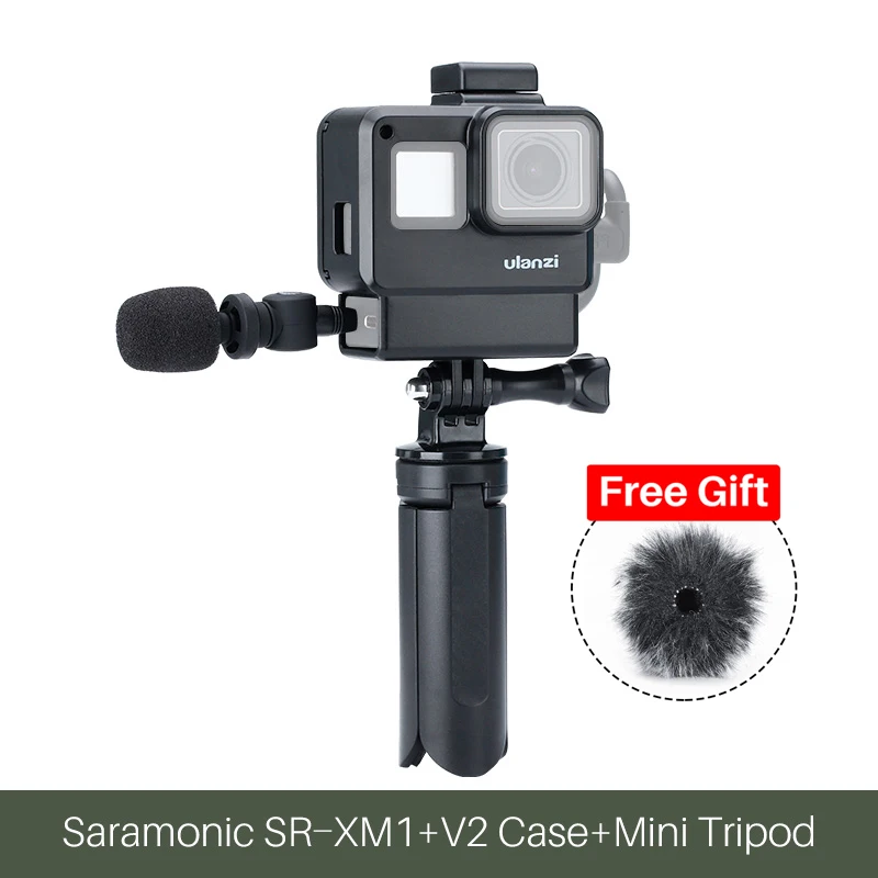 With v2 tripod Saramonic SR-XM1 3,5 мм беспроводной микрофон GoPro Vlog видео микрофон для GoPro Hero 7 6 5 DSLR камер DJI Osmo Action Osmo Карманный - Цвет: With v2 tripod
