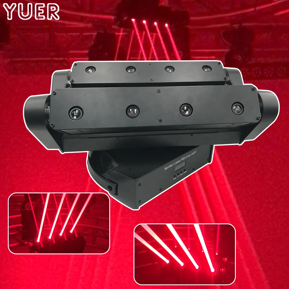 

8X3W LED Eyes Spider Light RED Laser Lights Professional Moving Head Laser Beam Light DMX512 Control DJ Disco Stage Lighting