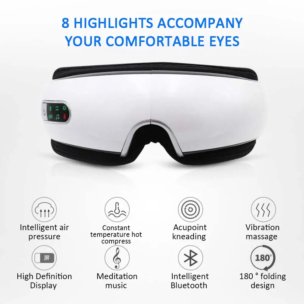 

Bluetooth Eye Massager Air Pressures Eye Care Device Wrinkle Fatigue Relieve Eye Vibration Massage Hot Compress Therapy Glasses