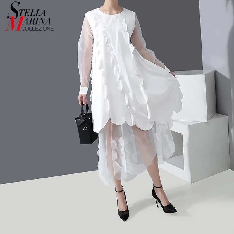 Новинка 2020 корейский стиль женское однотонное белое весеннее платье с длинным