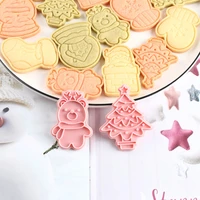 6 pcsset diy cartoon biscuit mould cookie cutter 3d christmas biscuits mold abs plastic baking mould cookie decorating tools