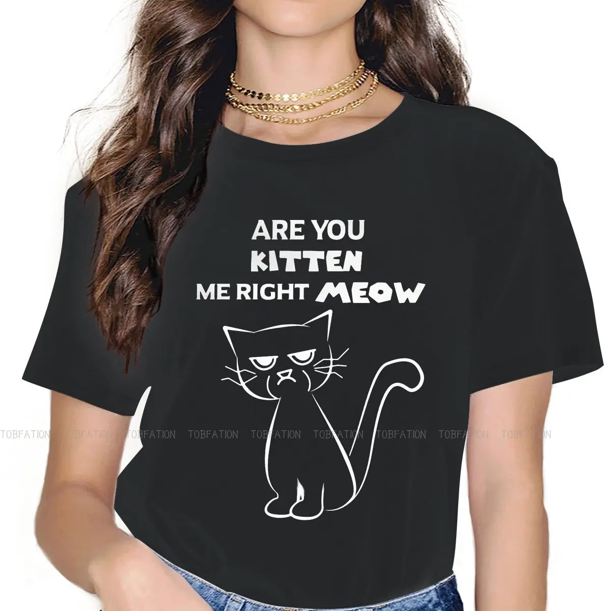 

Футболка женская оверсайз с надписью «You Kitten Me Right Meow», 4XL