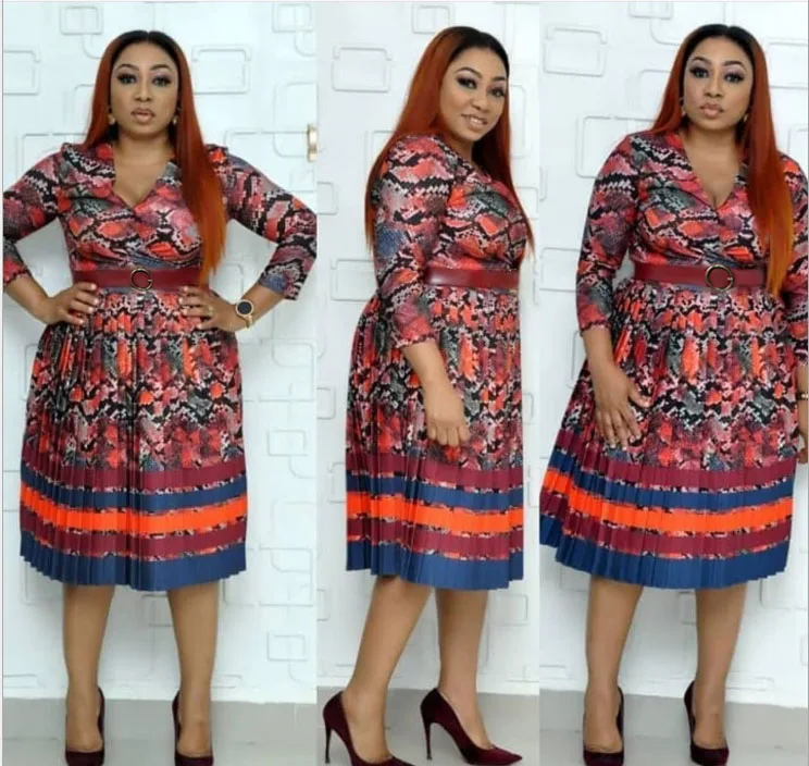 2019 осеннее сексуальное модное Стильное Африканское женское платье с v-образным