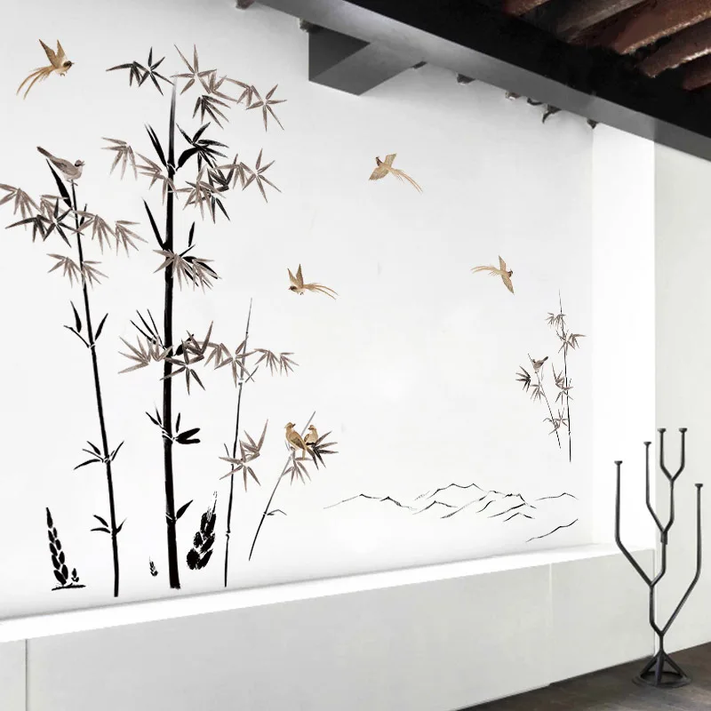 GS9058 Большие художественные наклейки на стену с изображением бамбука для домашнего украшения аксессуары для гостиной декор ванной комнаты.