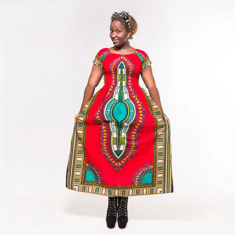 Дашики индийское народное облегающее и расклешенное платье в этническом стиле с