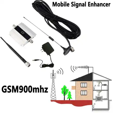 Мини GSM ретранслятор с ЖК-дисплеем 2G/3G/4G, 900 МГц, усилитель сигнала мобильного телефона GSM 900 + антенна Yagi с кабелем 10 м