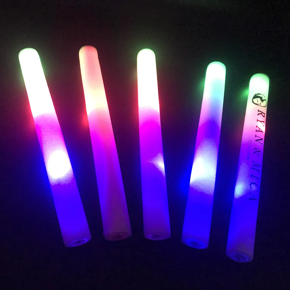 12/15/30/60/90/100pcs LED Foam Glow Sticks Multi Color LED Foam Stick Light Up Wands Cheer Batons Rally Rave Kids Party