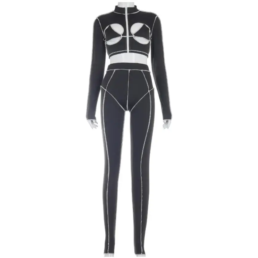 

women'sautumn and winter new fashion sexy bra line decoration leisure suit