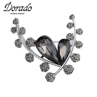 dorado charm crystal black heart brooches for women collar brooch party pins fashion clothing jewelry accessories 2020 gift