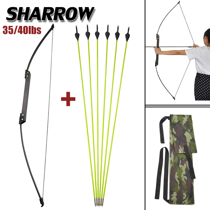 35/40 фунтов прямой лук для стрельбы из лука набор стекловолокна стрела подростков