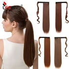 Leeons Синтетические длинные прямые удлинители конского хвоста охватывающие волосы конский хвост с зажимом для конского хвоста шиньон для женщин