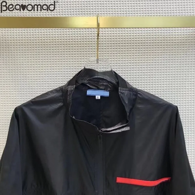 Bearomad 2021 Fashion Woman Black Casual Shorts Suit O-Neck 3/4 Sleeve Straight Type Tops+Elastic Waist Loose Shorts 2 Piece Set