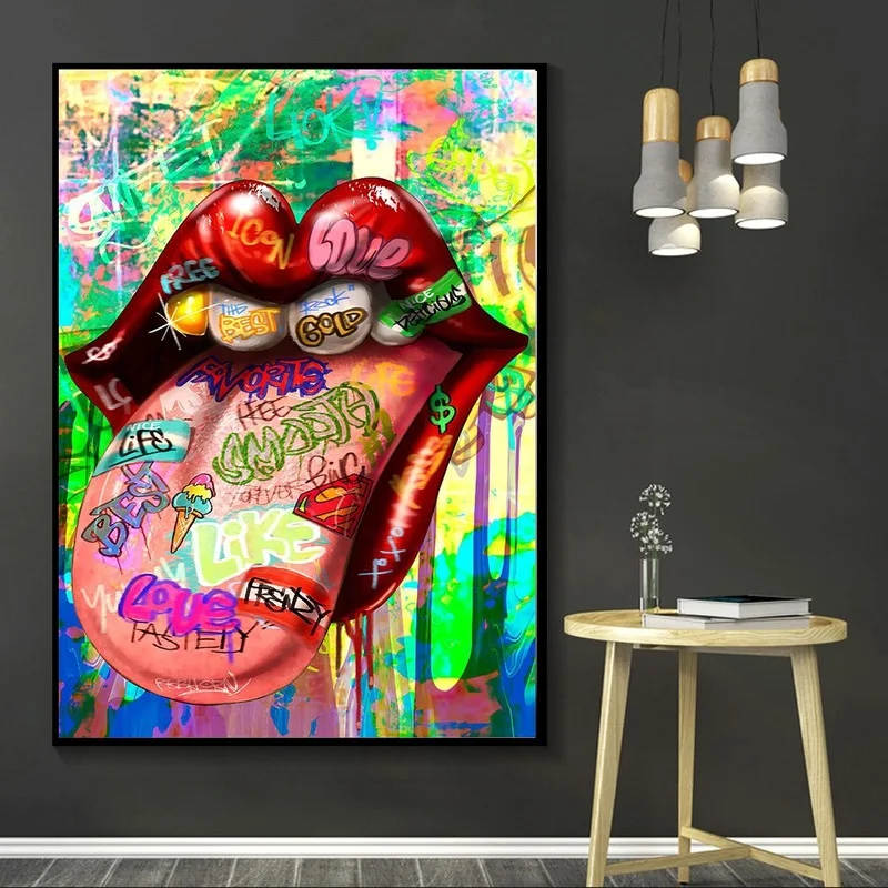 

Abstract SexyColourful Lips Wall Art Paintings Print On Canvas Posters And Prints Graffiti Canvas Prints Art Pictures Home Decor