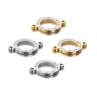 5pcslot stainless steel high quality round rhinestone connector for bracelet jewelry making craft diy handmade findings